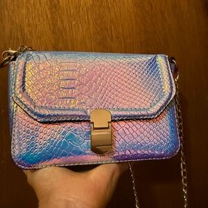 Holographic Snake Print Crossbody Bag